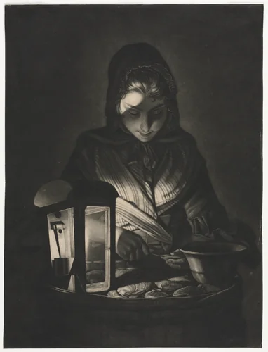 The Oyster Woman by Philip Dawe, print, 1769
