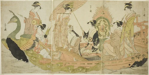 The Peacock Boat by Chobunsai Eishi, print, 1790-1801