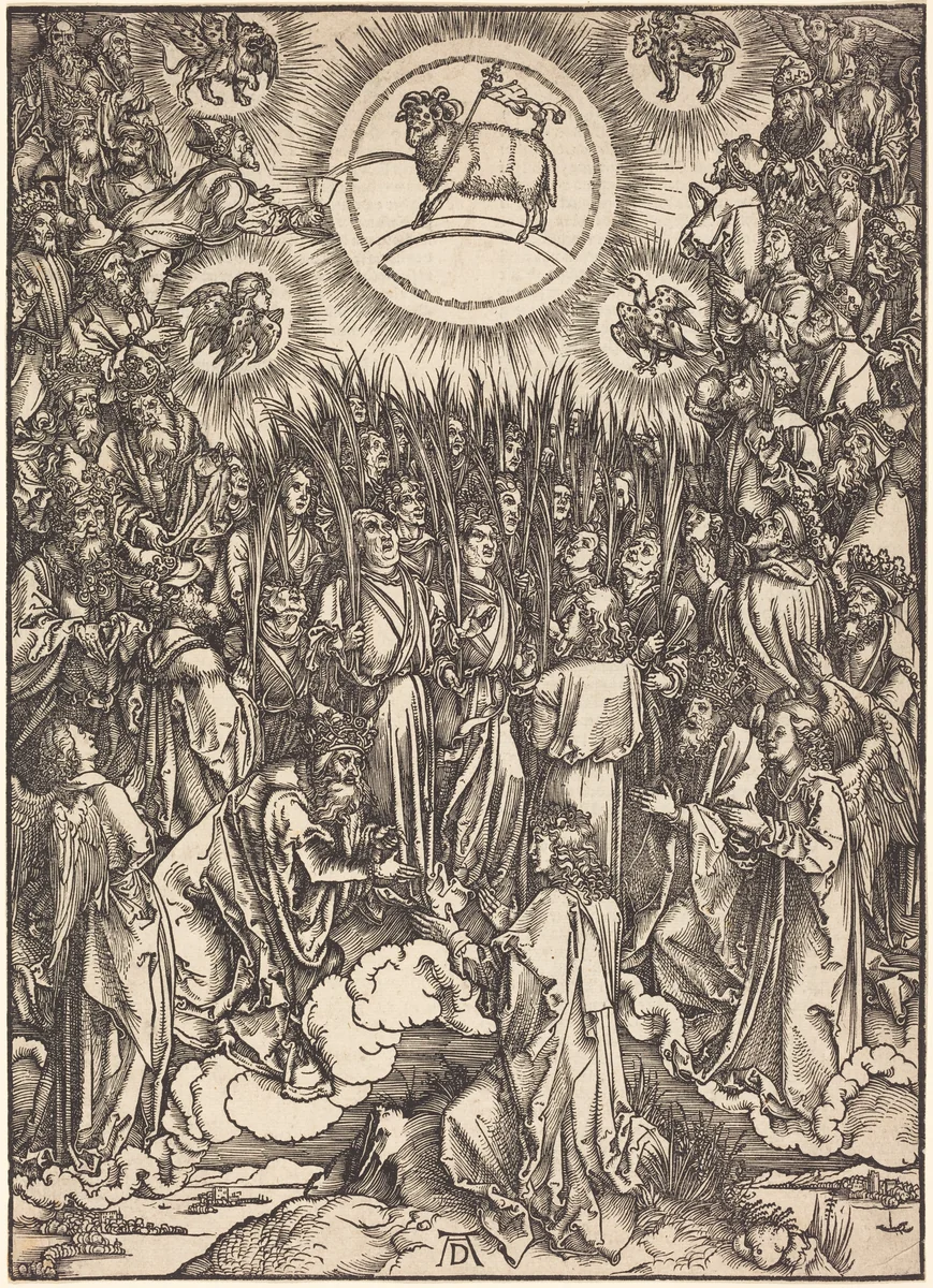 The Adoration of the Lamb by Albrecht Dürer, print, 1496-1498