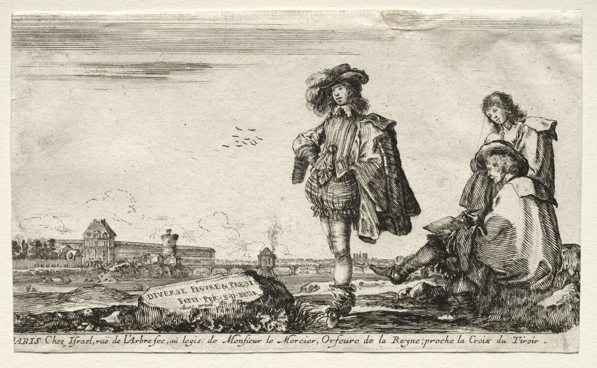 Various Figures and Landscapes by Stefano della Bella, print, 1649