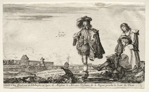 Various Figures and Landscapes by Stefano della Bella, print, 1649