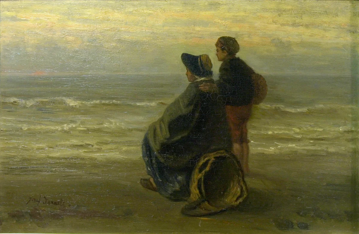 Mother and Child on a Seashore by Jozef Israëls, painting, 1885-1895