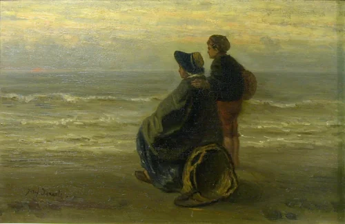 Mother and Child on a Seashore by Jozef Israëls, painting, 1885-1895