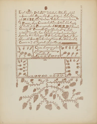 Plate 3: Pecos Book of Visitations: From Portfolio "Spanish Colonial Designs of New Mexico" by American 20th Century, index of american design, 1935-1942