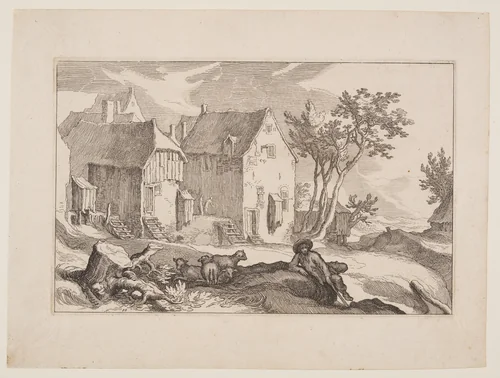 Plate 10, from Landscapes with Farmhouses by Boëtius Adamsz. Bolswert, print, 1614