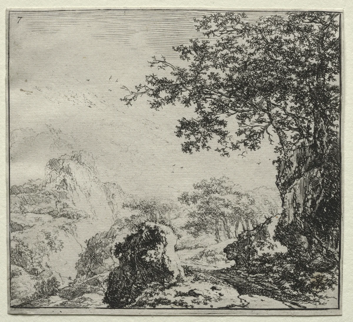 The Road near the Rocks by Herman Naiwincx, print, 1640-1651