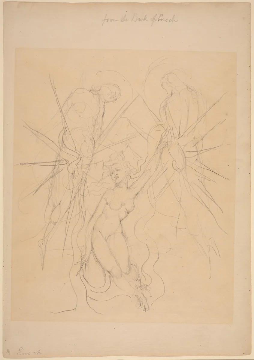 The Descent of the Angels to One of the Daughters of Men by William Blake, drawing, 1824-1827