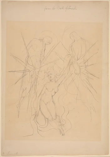 The Descent of the Angels to One of the Daughters of Men by William Blake, drawing, 1824-1827