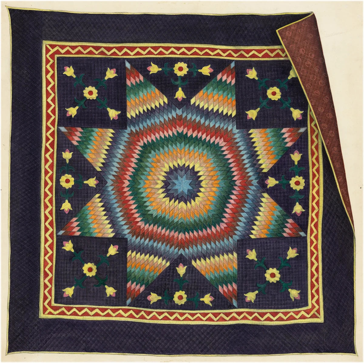 Star of Bethlehem Quilt by Sylvia Dezon, index of american design, 1940