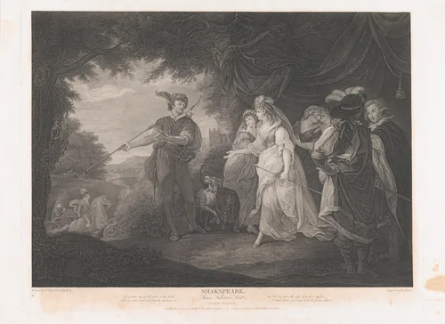 The Princess, Rosaline, etc. (Shakespeare, Love's Labour Lost, Act 4, Scene 1) by Thomas Ryder, print, 1793-1852