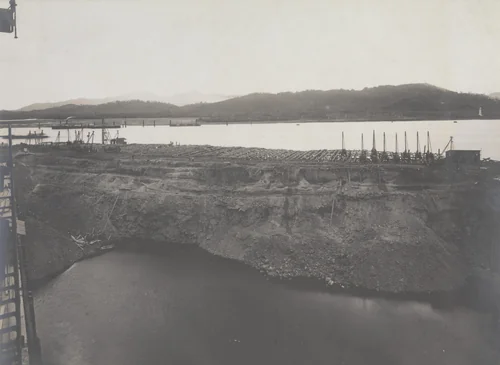 Balboa Terminals. Protection Dike for Dry Dock #1, from Unloader tower by Unidentified Photographer, photograph, 1916