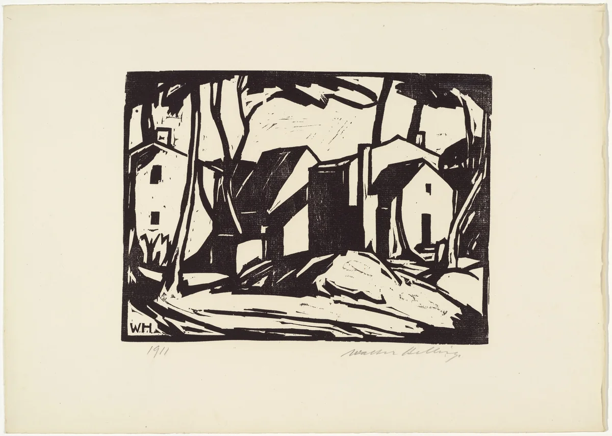 Houses (Häuser) from 16 Woodcuts (16 Holzschnitte) by Walter Helbig, print, 1911