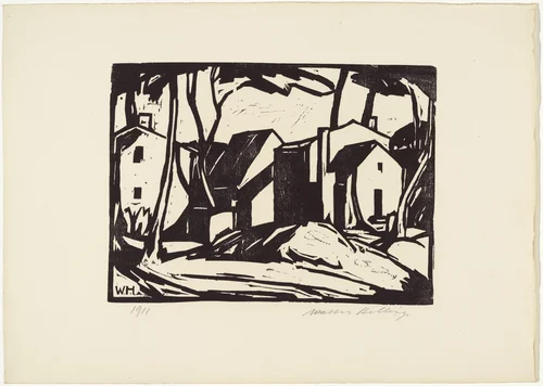Houses (Häuser) from 16 Woodcuts (16 Holzschnitte) by Walter Helbig, print, 1911
