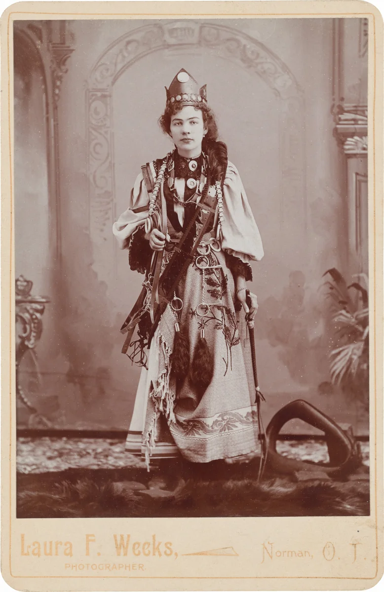 Portrait of an Advertising Woman with Leather Products by Laura F. Weeks, photograph, 1894-1904