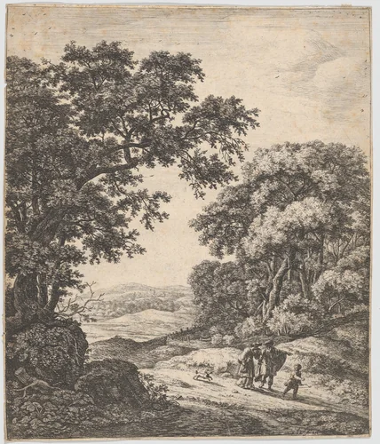 The Banishment of Hagar by Anthonie Waterloo, print, 1620-1690