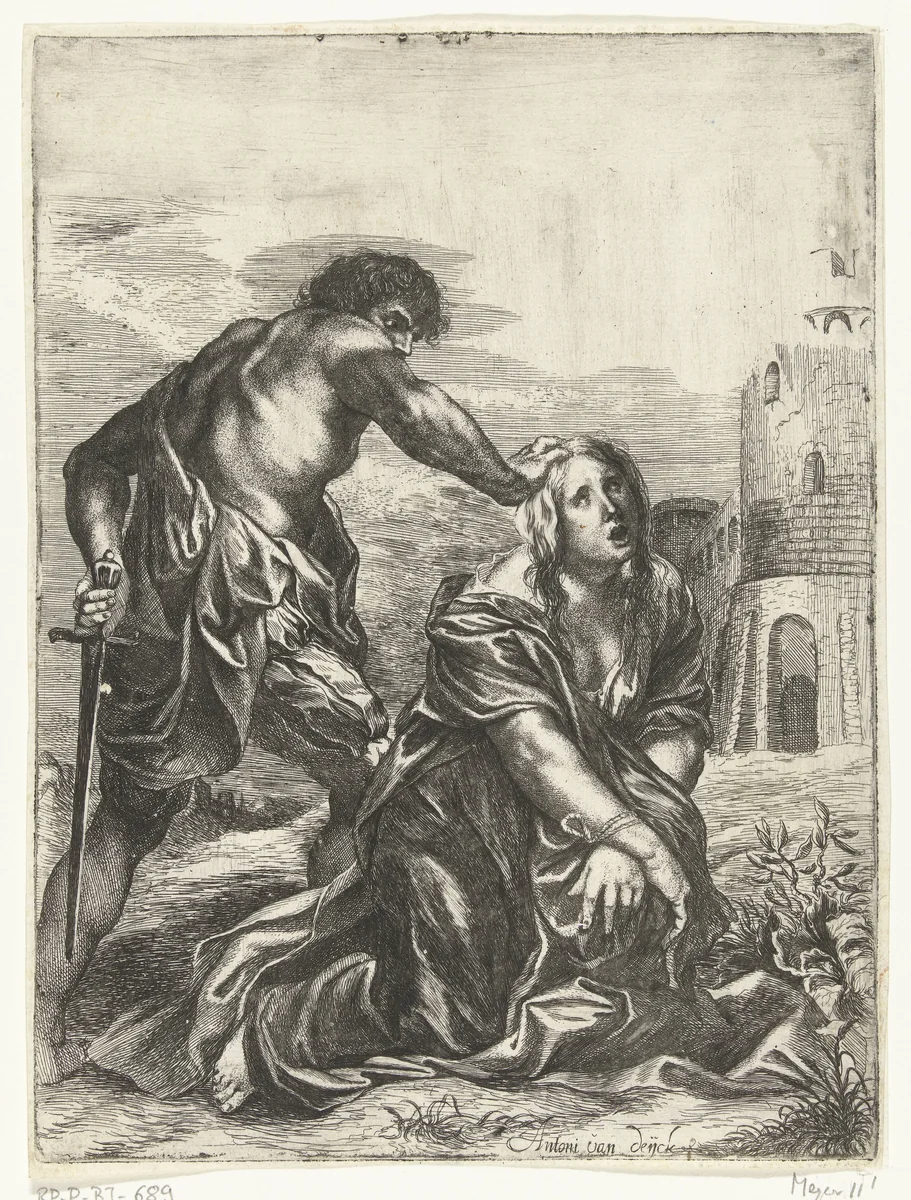 De terechtstelling van de heilige Barbara by Willem Basse, print, 1633-1672