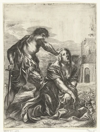 De terechtstelling van de heilige Barbara by Willem Basse, print, 1633-1672