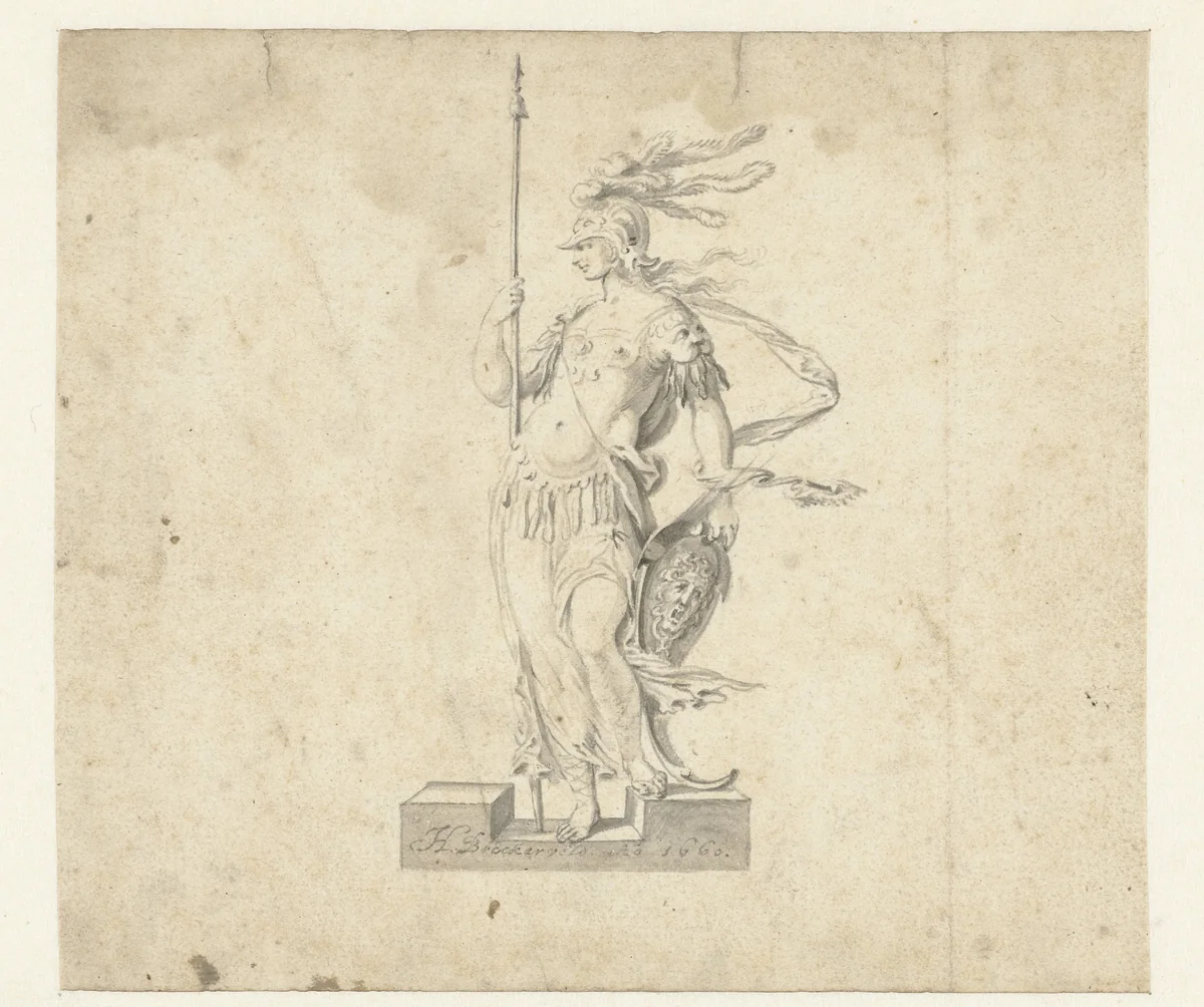 Staande Minerva by Herman Breckerveld, drawing, 1660
