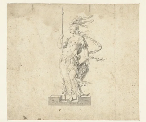 Staande Minerva by Herman Breckerveld, drawing, 1660