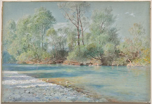 Traunstein River on the Road to Empfig, Bavaria by William Stanley Haseltine, drawing, 1893-1896