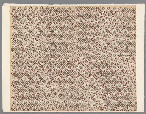 Blad met strooipatronen van bloemmotieven en sterretjes by anonymous, print, 1800-1900