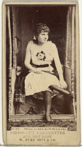 Card Number 727, Miss Greenwood, from the Actors and Actresses series (N145-3) issued by Duke Sons & Co. to promote Cross Cut Cigarettes by W. Duke, Sons & Co., photograph, 1880-1889