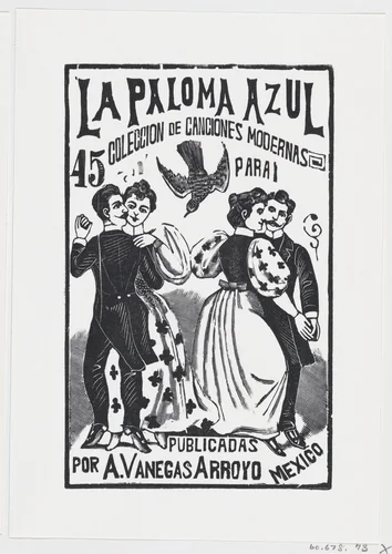 Two couples dancing, illustration for 'La Paloma Azul' by José Guadalupe Posada, print, 1875-1885