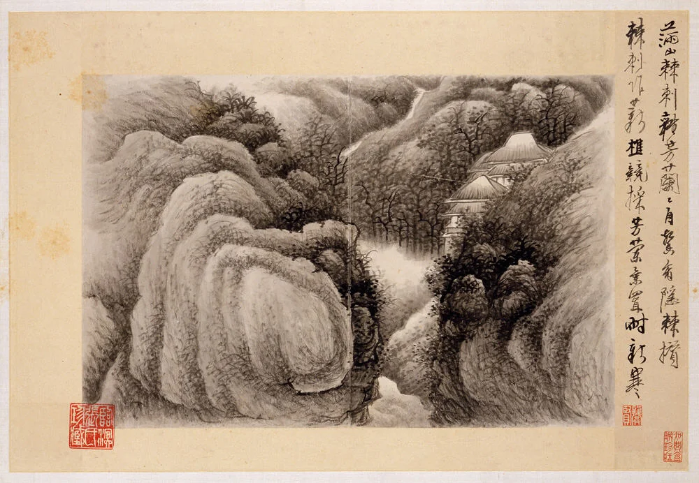 Landscapes with poems by Gong Xian (龔賢), painting, 1688