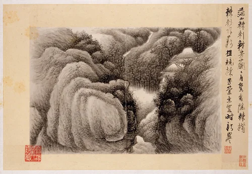 Landscapes with poems by Gong Xian (龔賢), painting, 1688