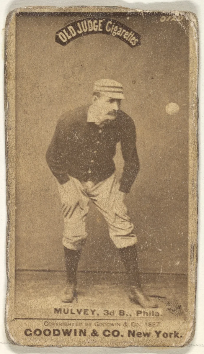 Joseph H. "Joe" Mulvey, 3rd Base, Philadelphia, from the Old Judge series (N172) for Old Judge Cigarettes by Goodwin & Company, photograph, 1887