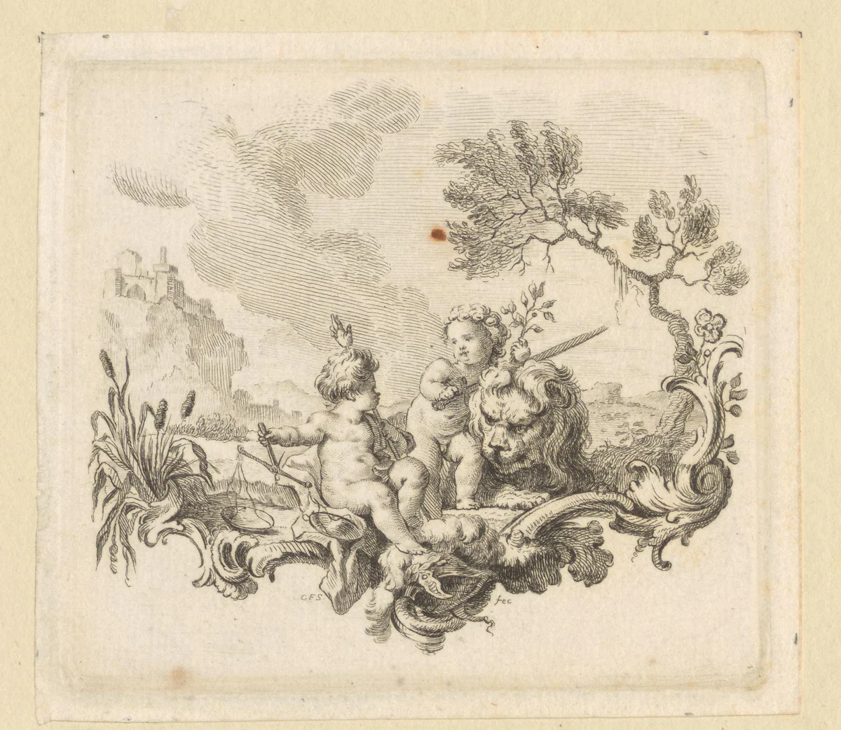 Allegorie van kracht en rechtvaardigheid by Georg Friedrich Schmidt, print, 1751
