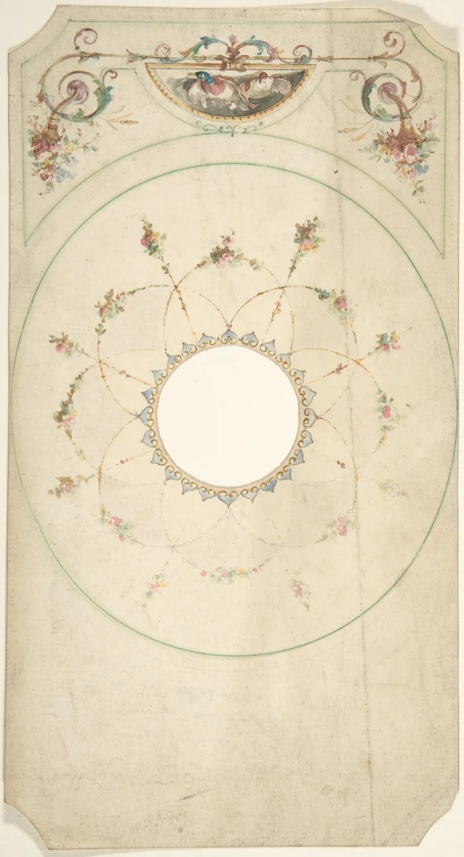 Ceiling Design with Center Cut Out by J. S. Pearse, drawing, 1854-1868