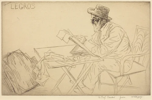 Alphonse Legros Sketching by William Strang, print, 1913