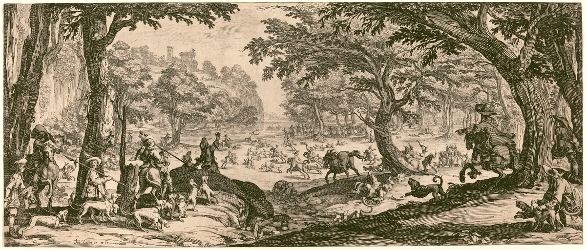 The Stag Hunt by Jacques Callot, print, 1619