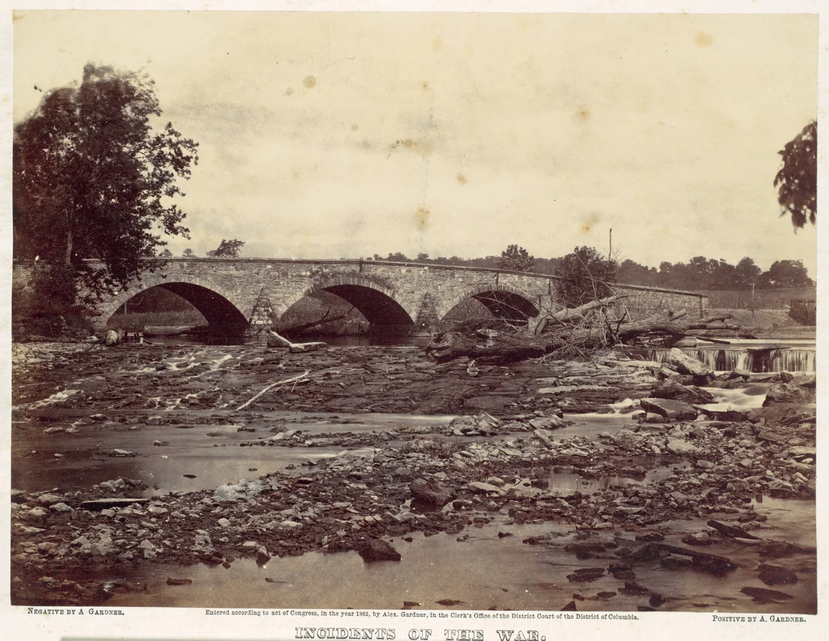 Antietam Bridge, On the Sharpsburg and Boonsboro Turnpike, No. 2, September 1862 by Alexander Gardner, photograph, 1862