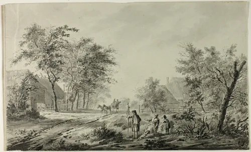 Outskirts of Nodorp by Wouterus Verschuur or possibly Willem van de Velde II, drawing, 1800-1899