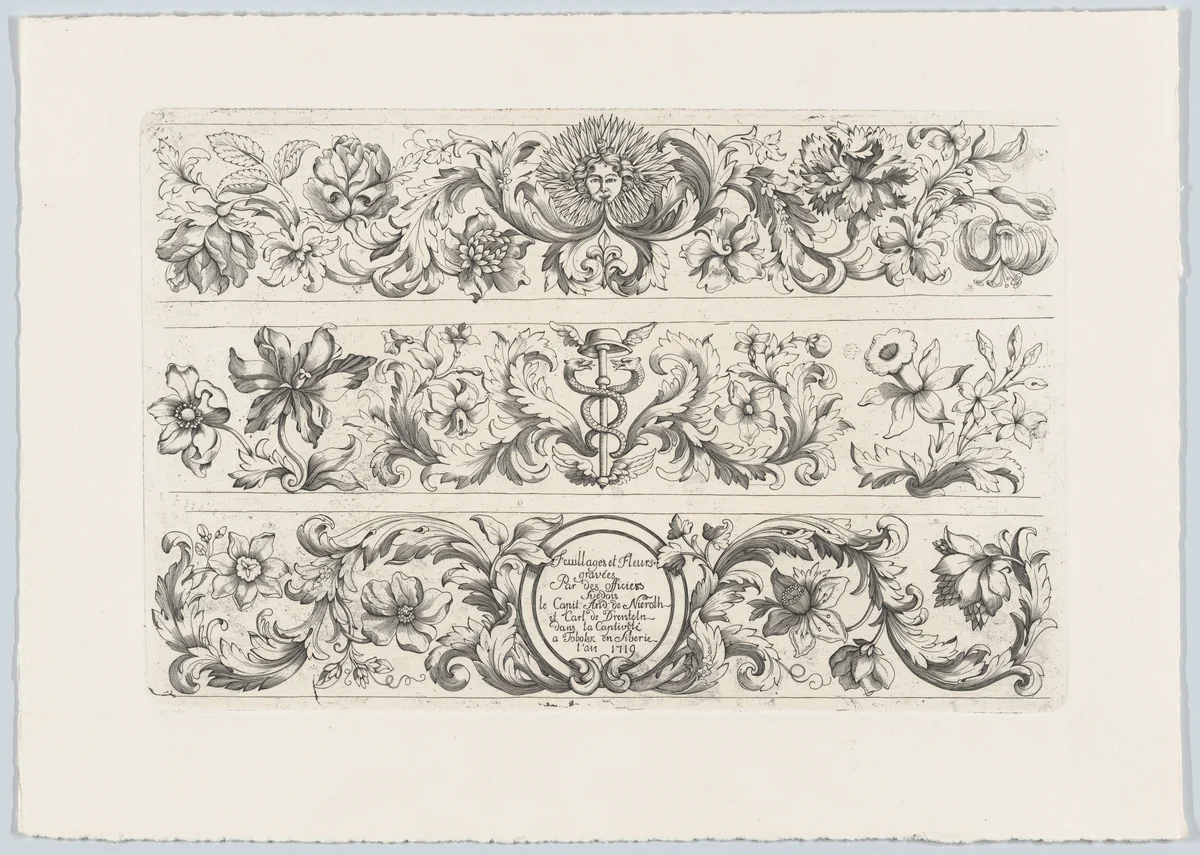Foliage and Flowers (Feuillages et Fleurs) by Carl Ludvig von Drenteln, print, 1719