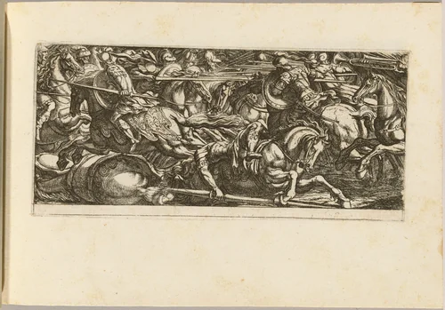 Cavalry Attack with Soldiers Fleeing by Antonio Tempesta, print, 1555-1630