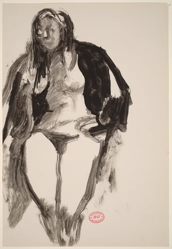 Untitled [female nude with covered shoulders] by Richard Diebenkorn, drawing, 1955-1967