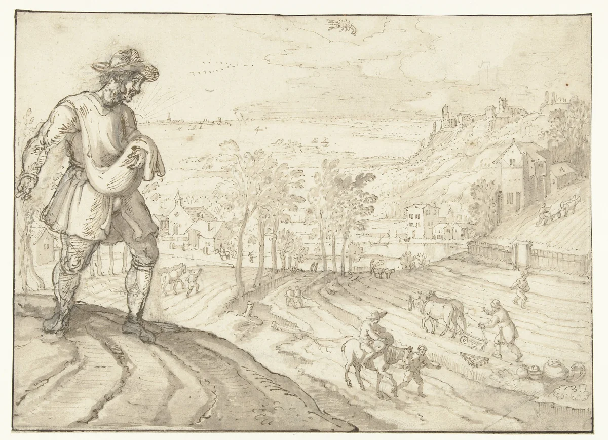 Oktober by Joos de Momper, drawing, 1590-1610