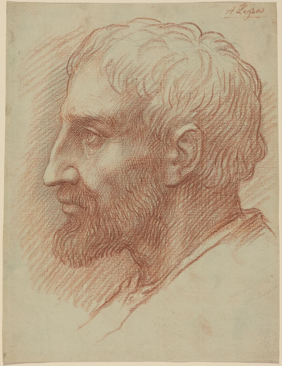Head of a Man by Alphonse Legros, drawing, 1837-1911