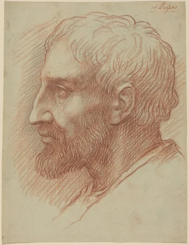 Head of a Man by Alphonse Legros, drawing, 1837-1911
