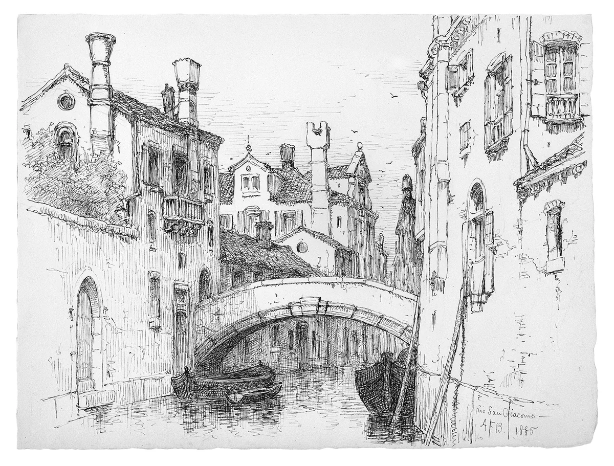 Rio San Giacomo, Venice by Andrew Fisher Bunner, artwork, 1885