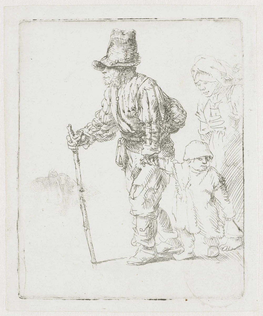 Peasant family on the tramp by Rembrandt van Rijn, print, 1652