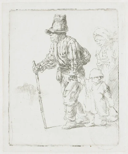 Peasant family on the tramp by Rembrandt van Rijn, print, 1652
