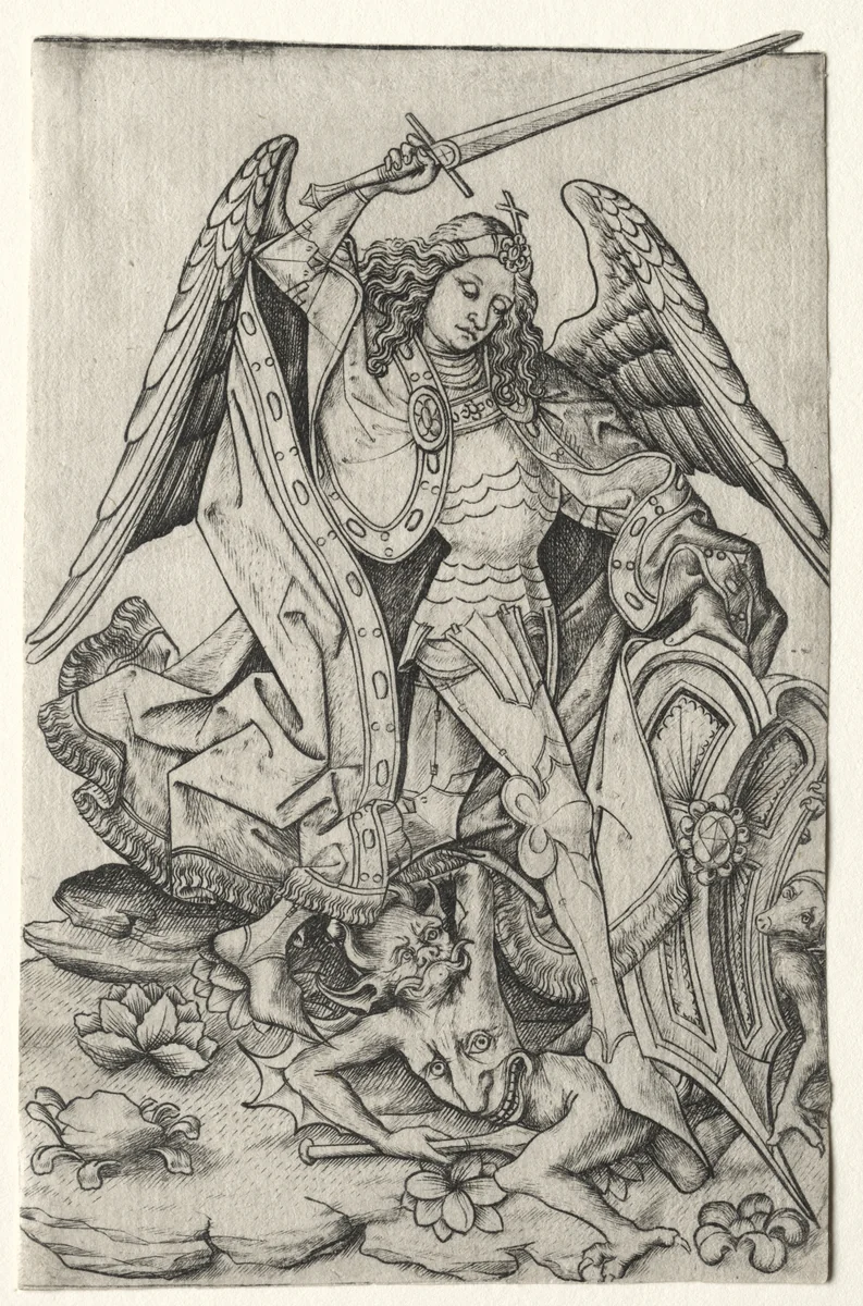 Saint Michael by Master ES, print, 1450-1467