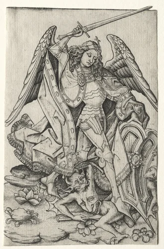 Saint Michael by Master ES, print, 1450-1467