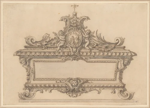 Design for a Reliquary with the Beheading of a Saint by anonymous, drawing, 1695-1705
