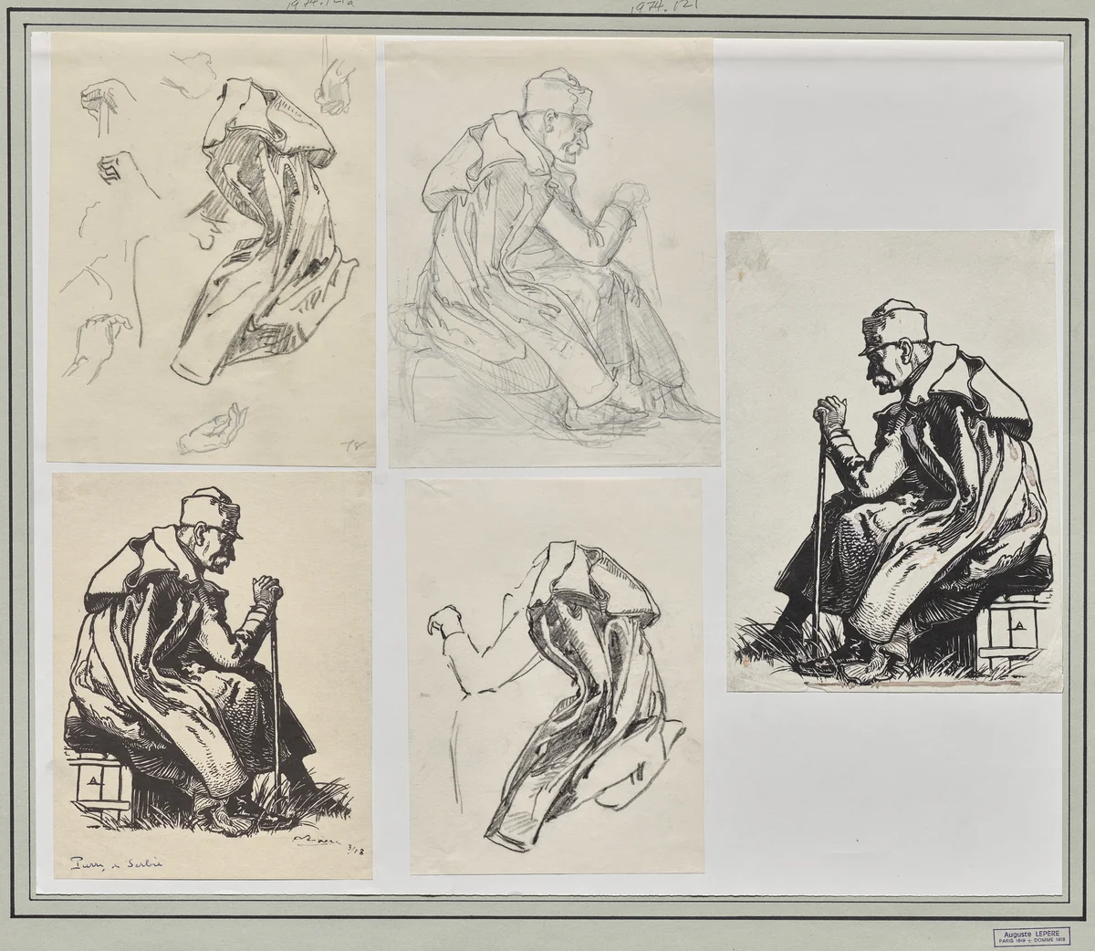 Le roi Pierre de Serbie by Auguste Louis Lepère, drawing, 1914