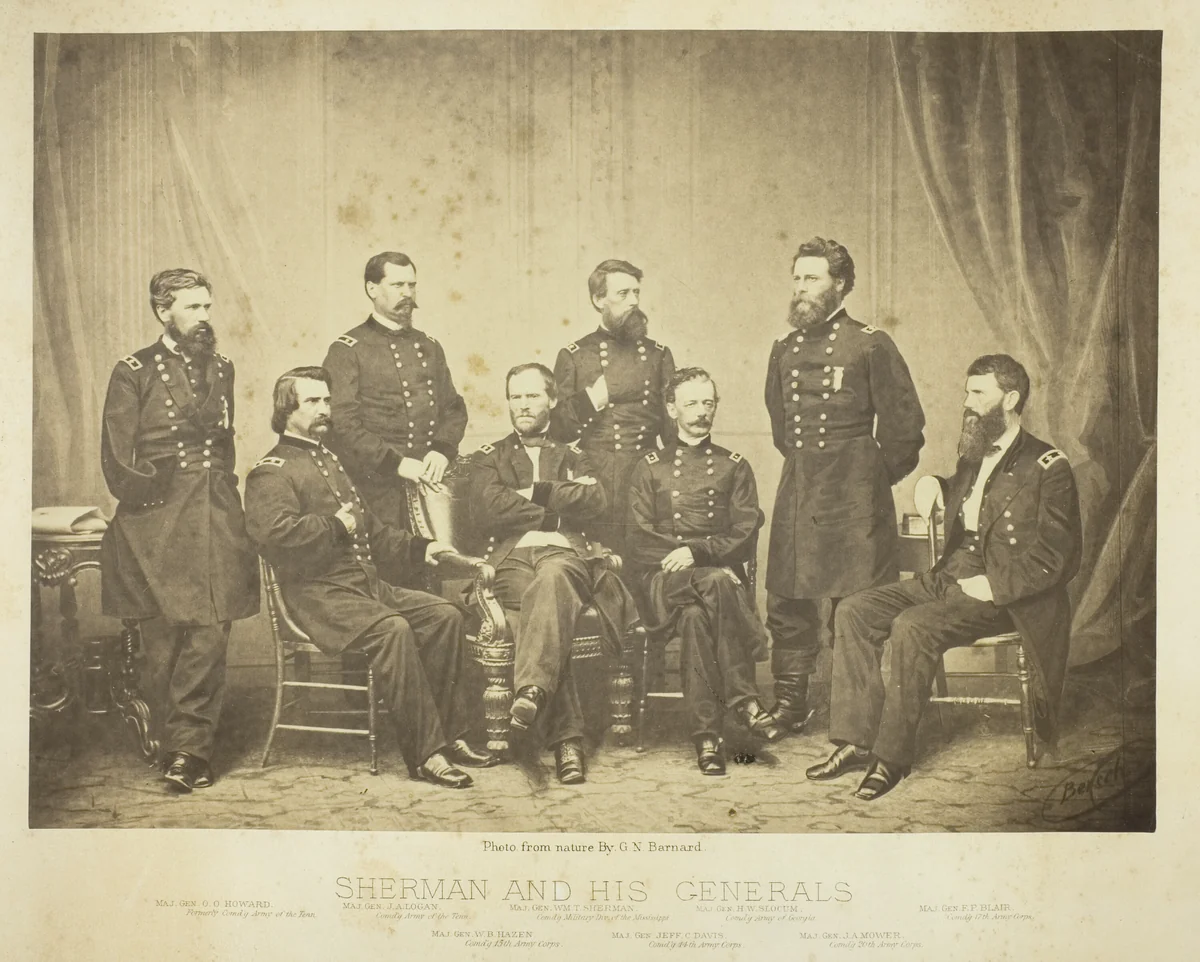Sherman and His Generals by George Barnard, photograph, 1865
